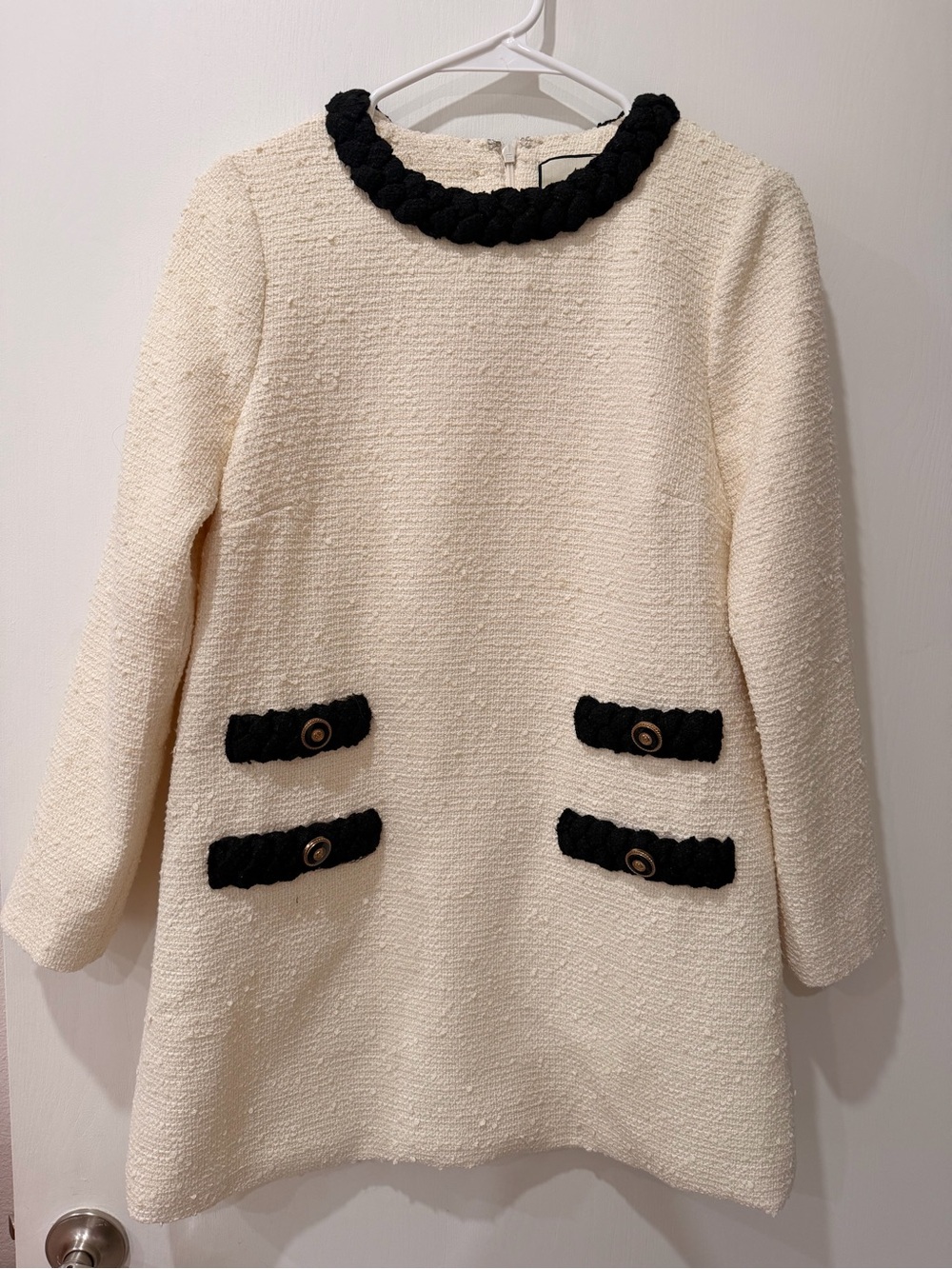 Tuckernuck Cream Tweed Dress with Black Trim